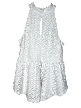 Kaari Blue Women’s Medium White Lace Peplum Halter Top